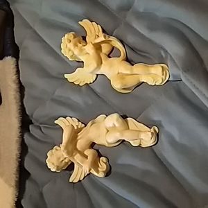 Vintage resine 2 decoratives angels decor bathroom made in italie